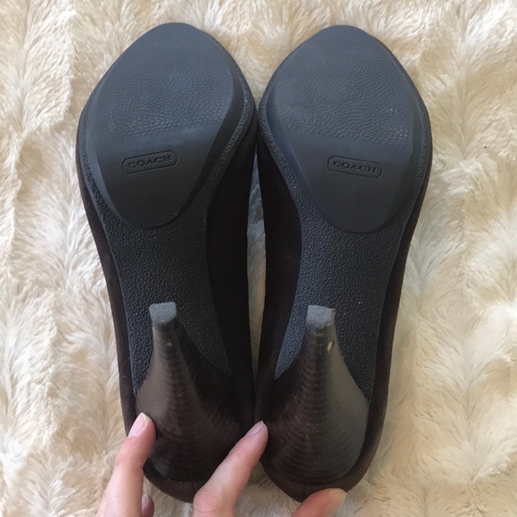 Brown Suede Coach Heels - Picture 3 of 5